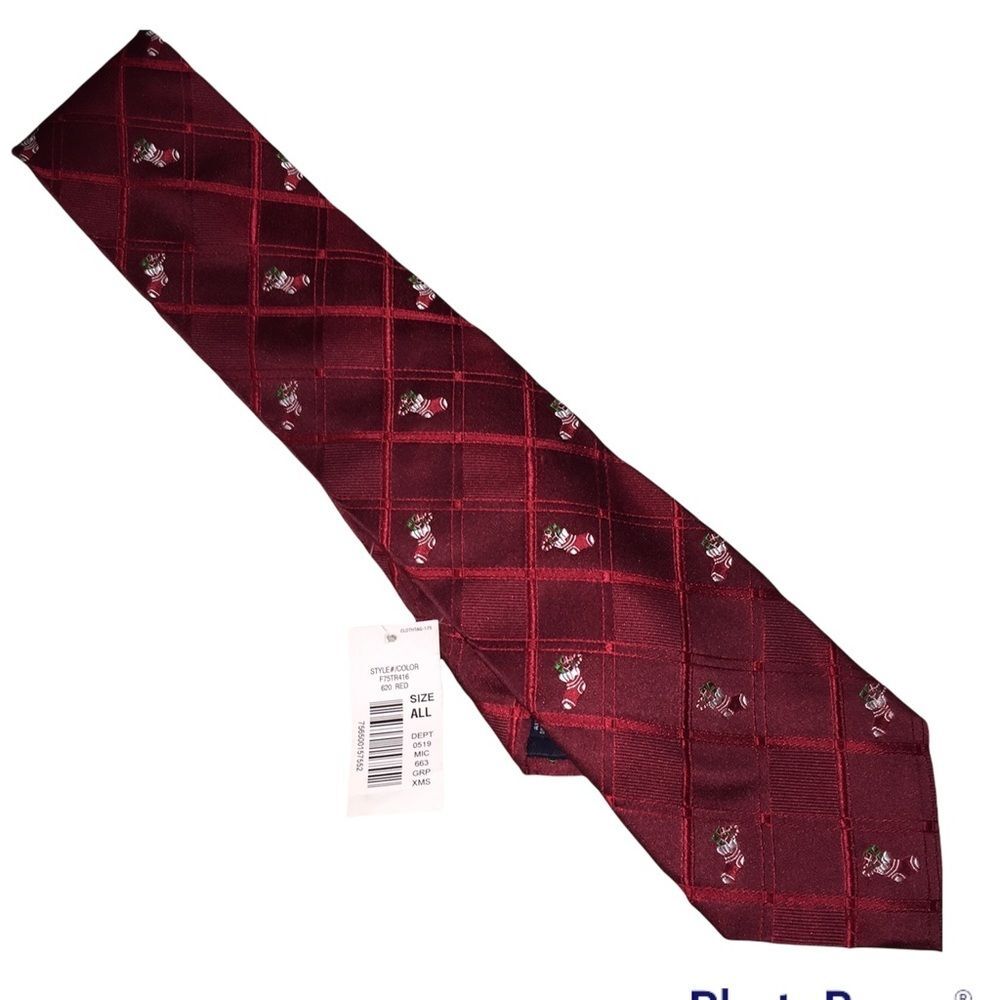 NWT Roundtree and Yorke Silk Christmas Tie Stockings Candy Cane